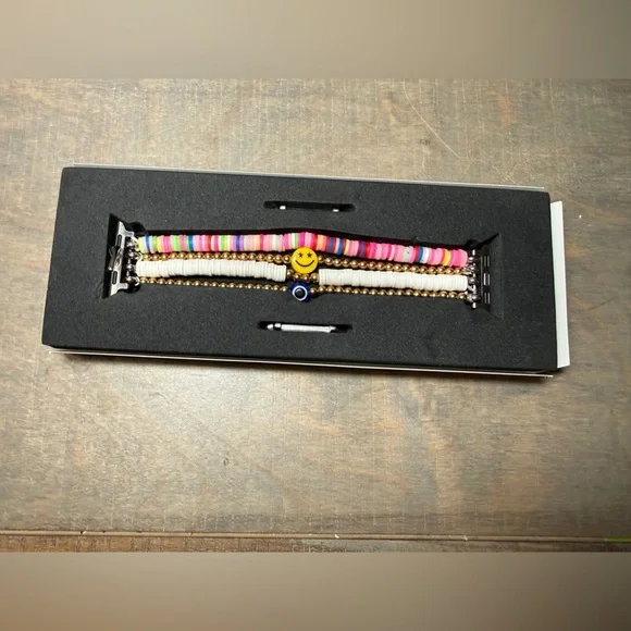 Posh Pink, White & Gold Multi-Stack Beaded Bracelet Set for Apple Watch. - Picture 8 of 8